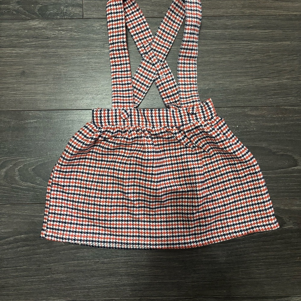 Stylish Gingham Skirt with Suspenders